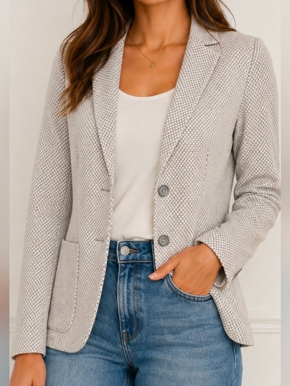 Circolo 1901 Italy Gray Stretch Cotton Knit Blazer IT 46 US 10/12 Jersey Jacket